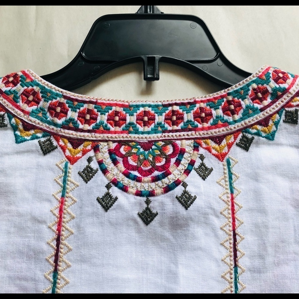 Johnny Was Verena Linen Easy Yoke Embroidered Tunic - Picture 11 of 12
